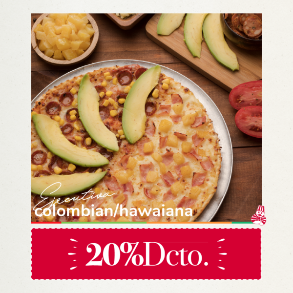Cupón 3 - Pizza Ejecutiva 1/2 Colombian - 1/2 Hawaiana