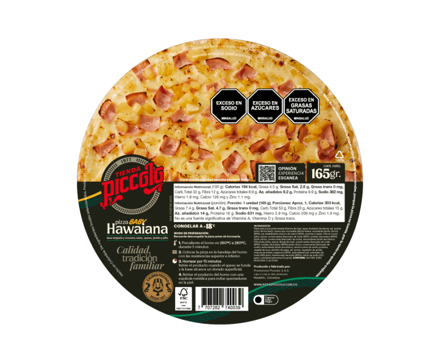 Pizza Baby Hawaiana Congelada