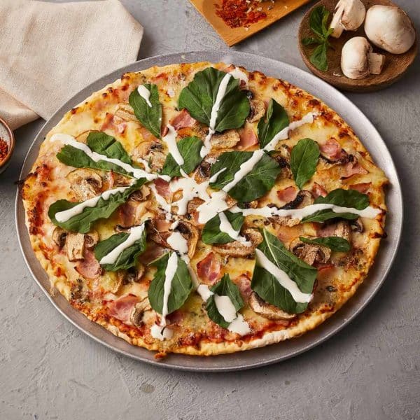 Pizza Queso Azul, Jamón, Setas y Hortalizas